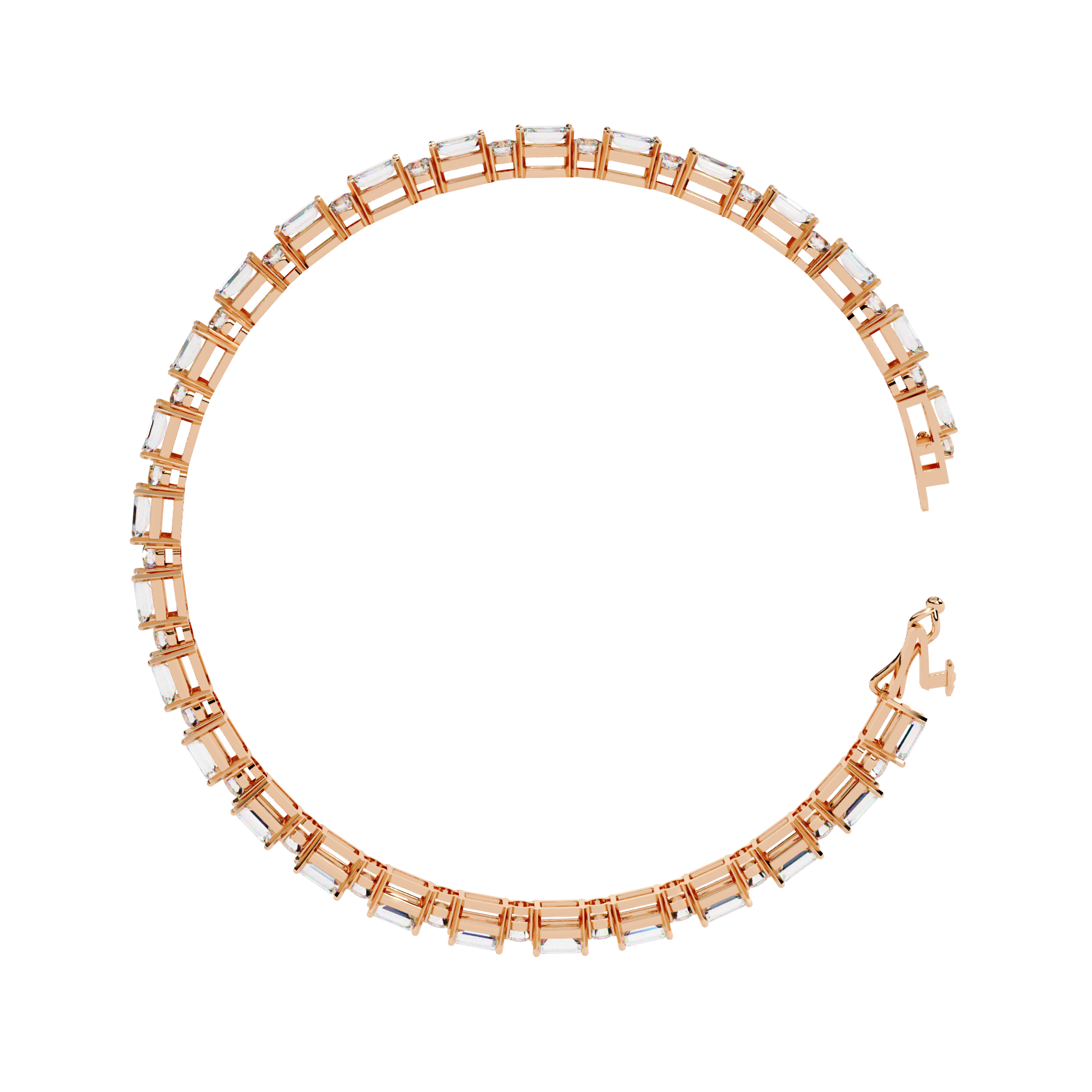 Solitairekart 5.1ct Emerald and Round Natural Diamond Bracelet-HI Color, VS-SI Clarity